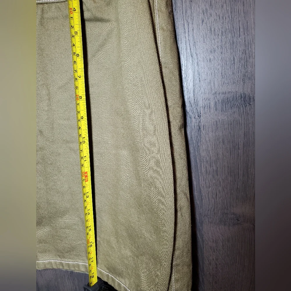 FOREVER 21 Olive Khaki denim mini Skirt Sz XL cotton Retro style mini like new - Picture 5 of 7